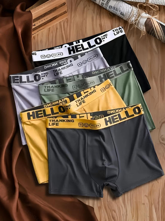 Multi Pack Underwear - Herenslipjes van melksijde, 5-pack, effen kleurenset,
